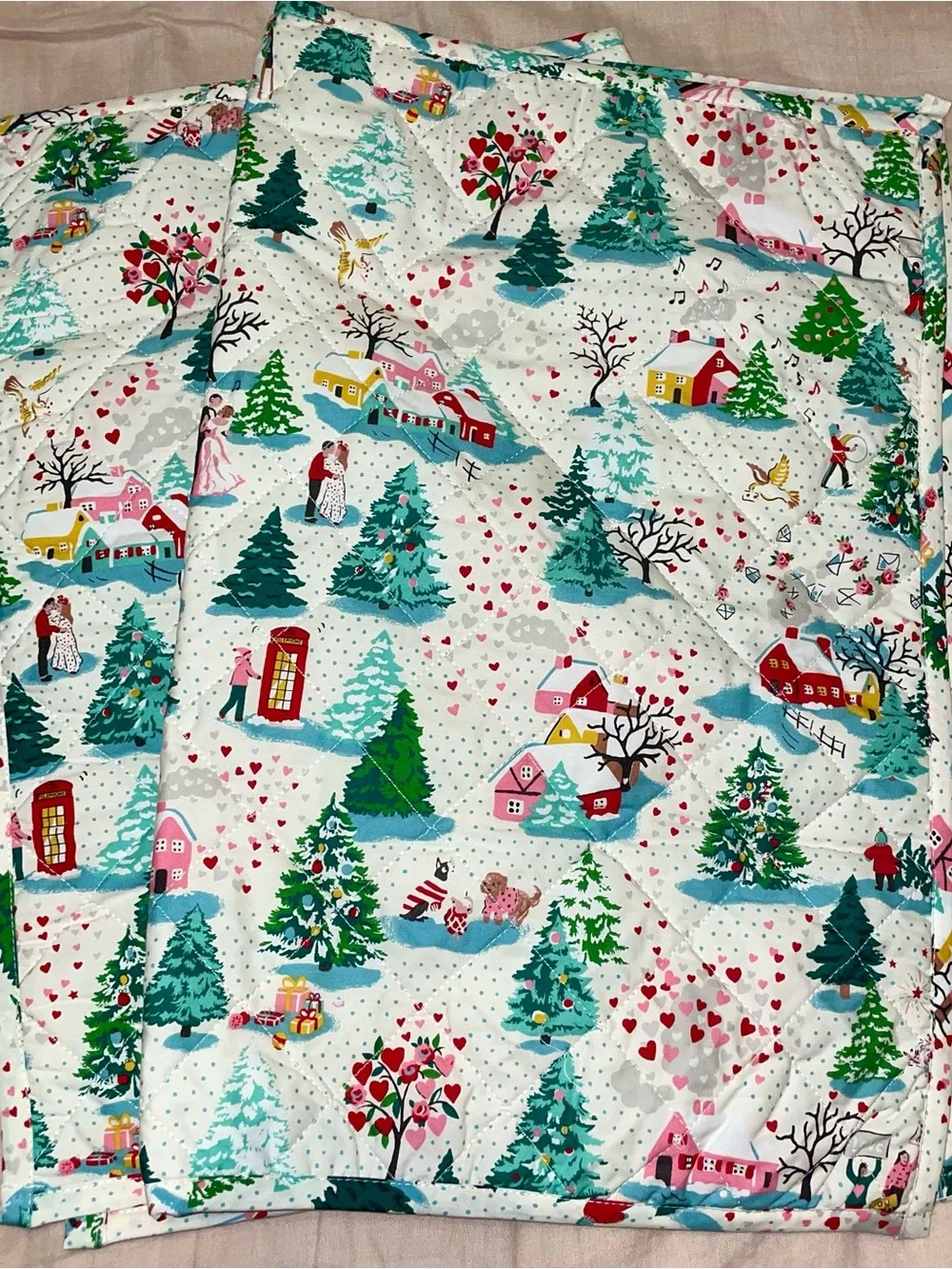 NWOT! Cath Kidston Shine Bright Christmas Village Scene Quilted Shams